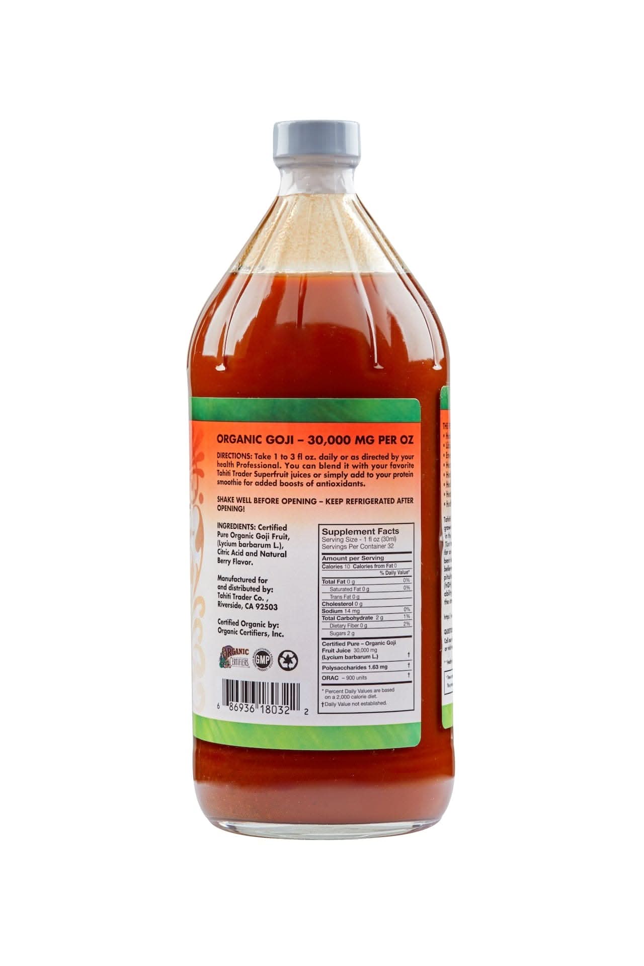 Organic Goji Juice 32 oz - Phone Order Form - Tahiti Trader